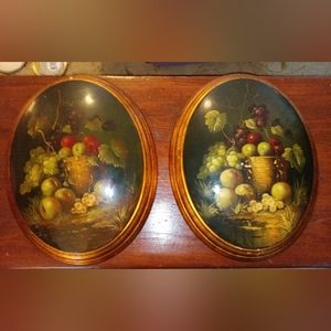 Vintage Lacquer still life painting on wood